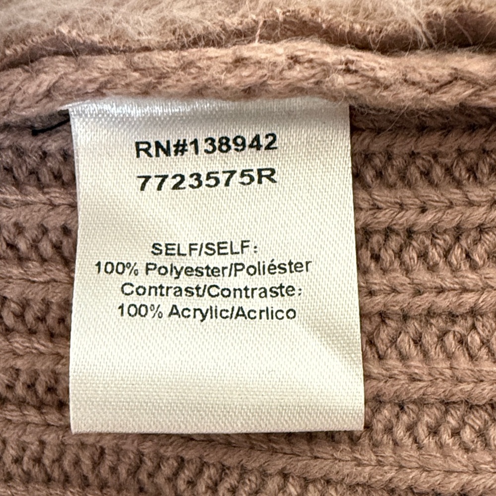 On 12th Women's pink taupe Lavender Faux Fur Collar sweater - Picture 3 of 7